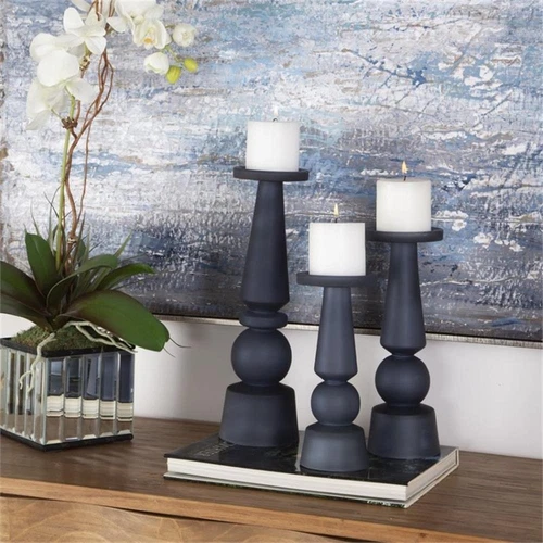 Uttermost Cassiopeia Glass Candleholder in Midnight Blue (Set of 3) - Picture 3 of 4