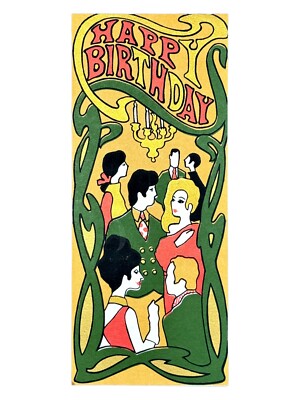 Cool Vintage BIRTHDAY Card, Fancy Party People Gathering by OZ Carte Blanche + 