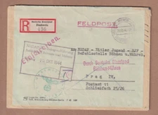 Oct 20 1944 Budweis Bohemia & Moravia Feldpost NSDAP Hitler Youth Office Prague