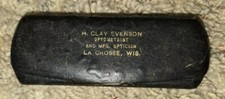 Antique Hard Eyeglass Case Eye Glass Advertise H Clay Evanson Lacrosse Wis