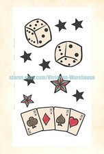 playing cards dice stars temporary tattoo Skin art waterproof