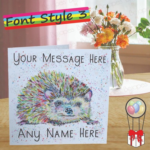 Custom Hedgehog Card, Personalised Wildlife Greetings Card - Add Name/Message - Picture 13 of 13