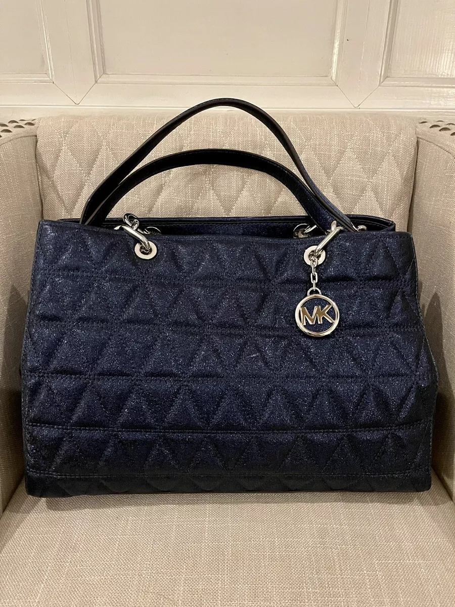 Michael Kors Navy Blue Leather Quilted Large Shoulder Bag