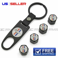 VALVE STEM CAPS + KEYCHAIN WHEEL TIRE BLACK - US SELLER