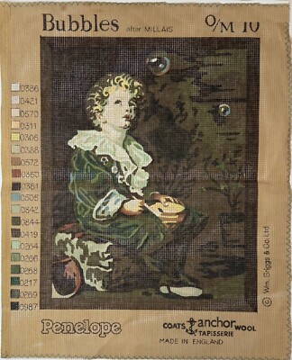 JOHN EVERETT MILLAIS ''BUBBLES'' CHILD'S WORLD Needlepoint Canvas 13.5'' x 16.75