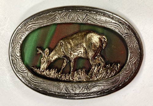 Hirsch Weiden Messing Gürtelschnalle grün braun holographische Jagd CII New York