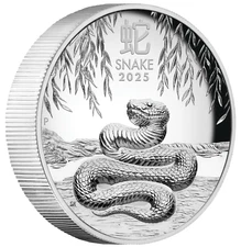 AUSTRALIAN 2025 Lunar Year of the SNAKE 1oz $1 Silver .9999 HIGH RELIEF COIN