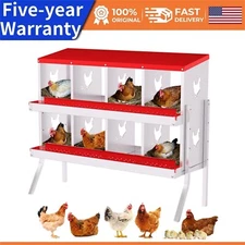 8 Holes Chicken Nesting Box Nesting Boxes for Chicken W/Bracket Legs Laying Box