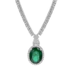 EXTRA LARGE 29.8CT DIAMOND & AAA EMERALD 18KT WHITE GOLD 3D ETERNITY NECKLACE