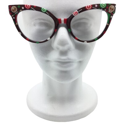 Christmas Reading Glasses, Hand-Painted Gingerbread Man Readers,  Cat Eyeglasses