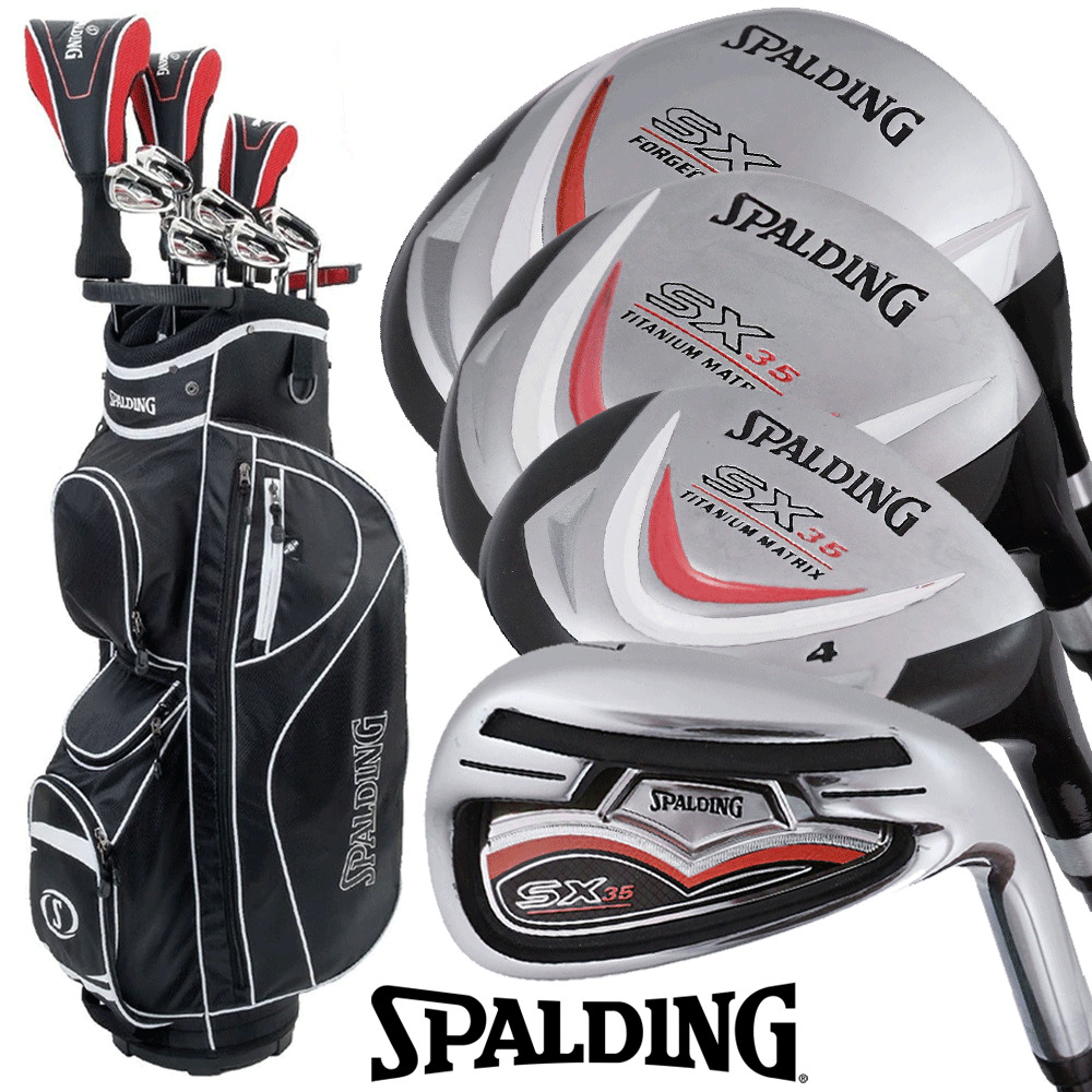 SPALDING SX35 MENS COMPLETE GOLF SET +DELUXE GOLF CART TROLLEY BAG / RIGHT HAND