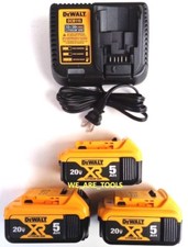  3 Genuine Dewalt 20V DCB205 5.0 AH Batteries, 1 DCB115 Charger 20 Volt