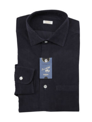 Barba Napoli Dunkelblau Solid Hemd - Slim - (BN330238)