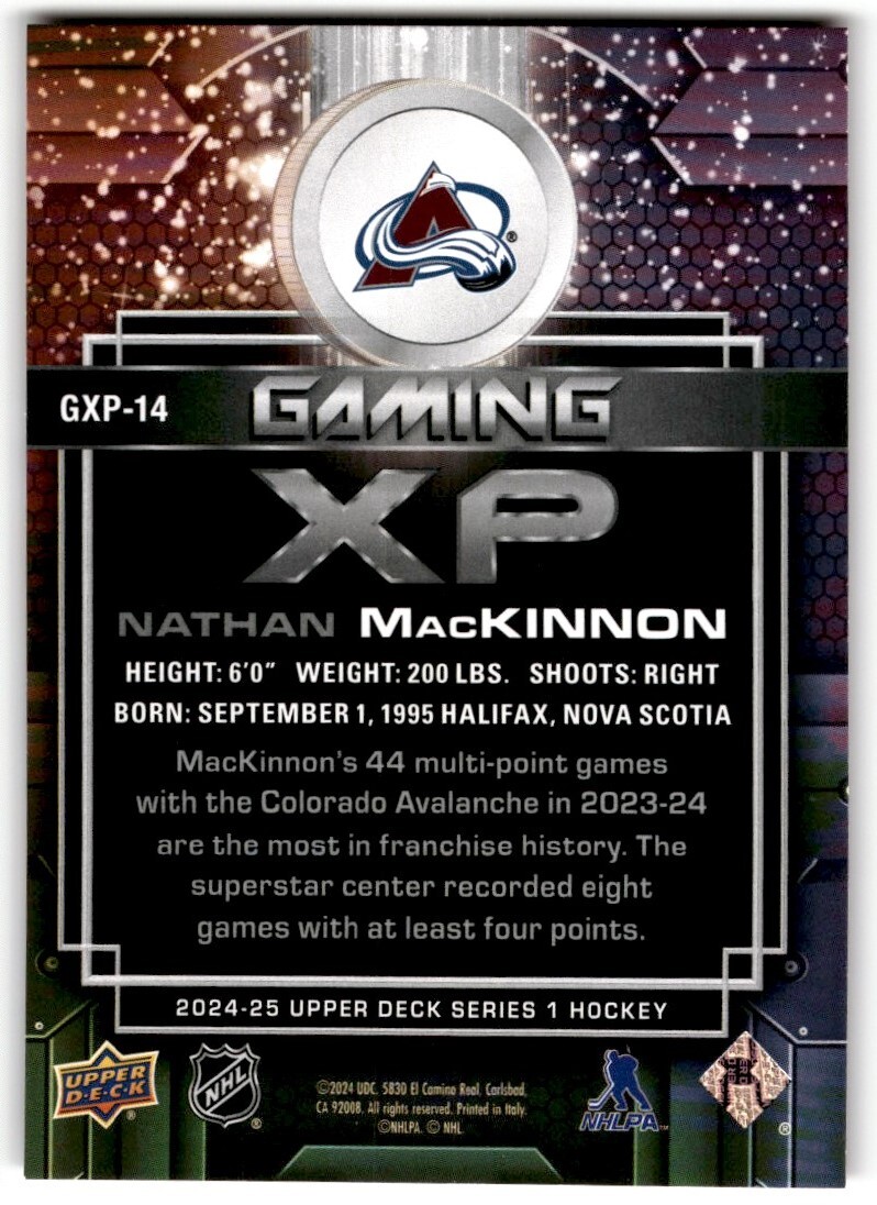 2024-25 Upper Deck Gaming XP Nathan MacKinnon #GXP-14 Colorado