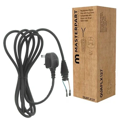 MASTERPART Power Cord for Dyson Supersonic Hair Dryer Extra Long 3.5 Metre Cable Flex Lead