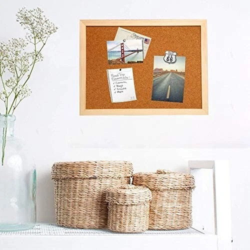 2-pack Cork Bulletin Boards 12x16 Hanging Wood Frame Pin Memo Message with Light - Image 2 of 4