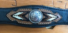 Tony Lama Brown Leather Embroidered Silvertone Belt w/ Removable Buckle 30