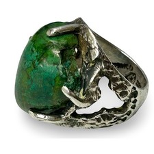Taxco Sterling Silver Chrysocolla Brutalist Ring