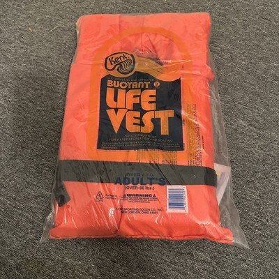 Life Jacket Adult Over 90 LBS Kent Coast Guard Approved Bouyant Life Vest Orange