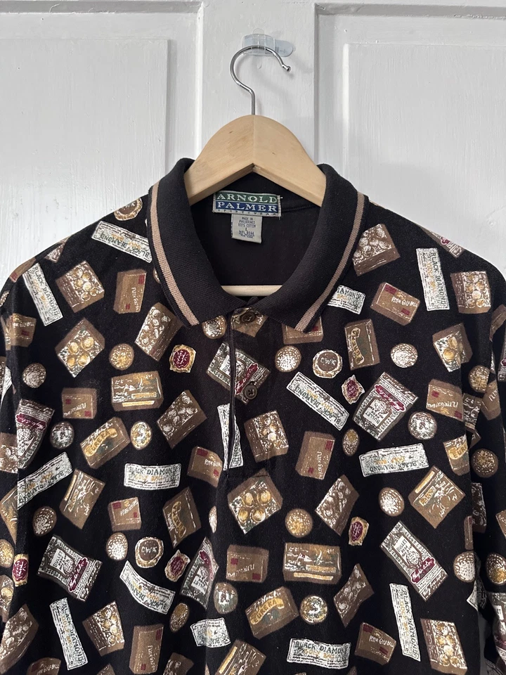 Camisa Polo Arnold Palmer De Colección Para Hombre L - Novedad Estampado Único Años 90 Retro Golf Foto 2 de 4
