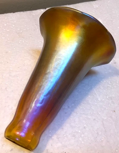 * ANTIQUE TIFFANY STUDIOS FAVRILE LCT SIGNED LILY LAMP SHADE AURENE IRIDESCENT *