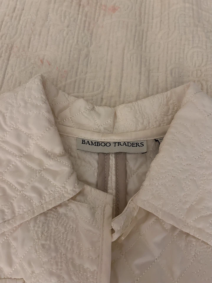 Бамбук трейдеров белый слоновой кости стеганая вышитая куртка blazer размер маленький - Изображение 3 из 4
