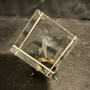 Clear Engraved Glass Cube Angel Paperweight - Decorative Clear Glass