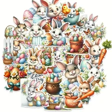 50pc Easter Bunny Sticker Decal Lot Scrapbook, Laptop, Journal, Crafts