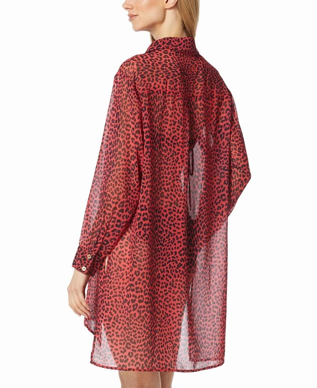 Michael Kors Women's Animal-Print Sheer Cover-Up Shirt - Image 2 of 3