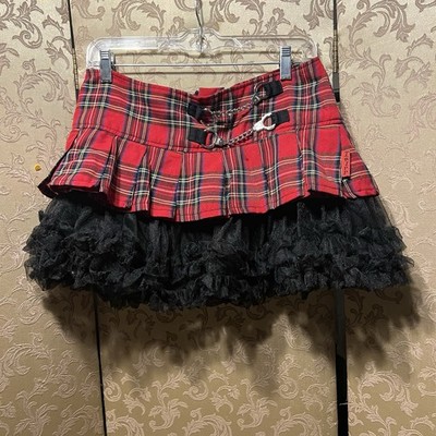 スカート Tripp NYC Plaid Handcuff Tutu Skirt S Tripp NYC Y2K Plaid Tutu Ruffle Hand Cuffs Skirt Size Large L RUNS