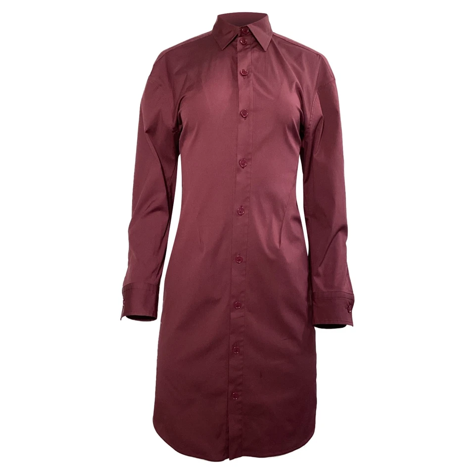 Bottega Veneta Bordeaux Midi Shirt Dress In Cotton Women Burgundy Size 38