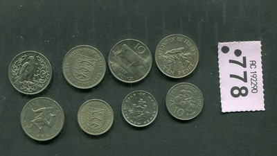 Set mit 8 Münzen Jersey, Guernsey und Isle of Man