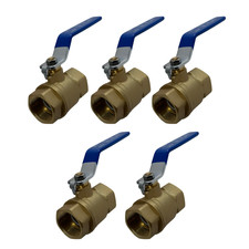5 Pack XFITTING 1" Female Ball Valve, FIP Ball Valve, FNPT Ball Valve, 1/4 Turn