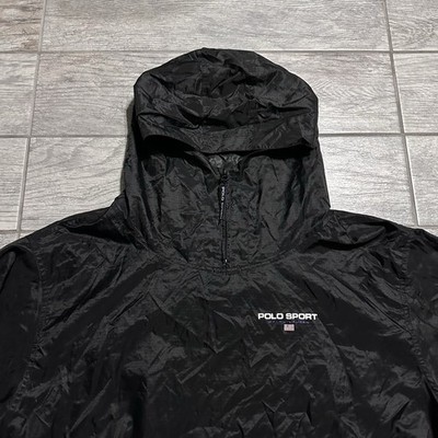 Vintage Polo Sport Ralph Lauren Jacket Mens XL Black Windbreaker