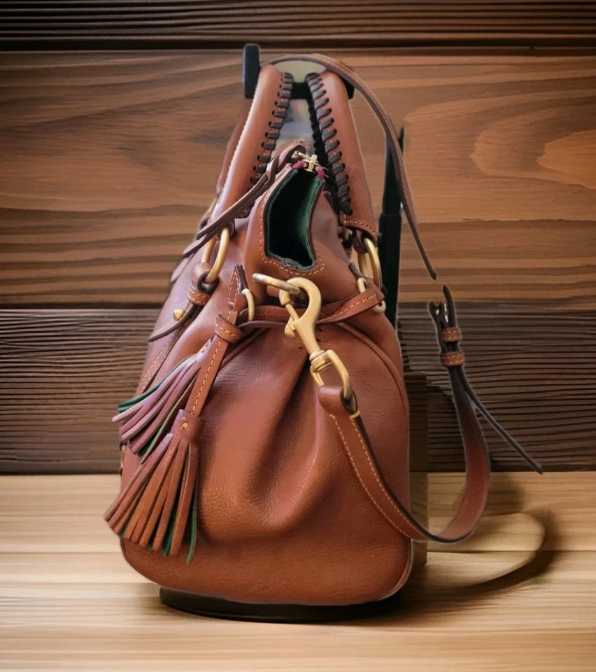 Dooney Bourke Lrg Florentine Leather Women's Satchel Bag Natural Gold Hardware - Image 3 of 4