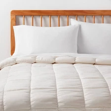 Full/Queen Box Stitch Puffer Comforter Ivory - Room Essentials