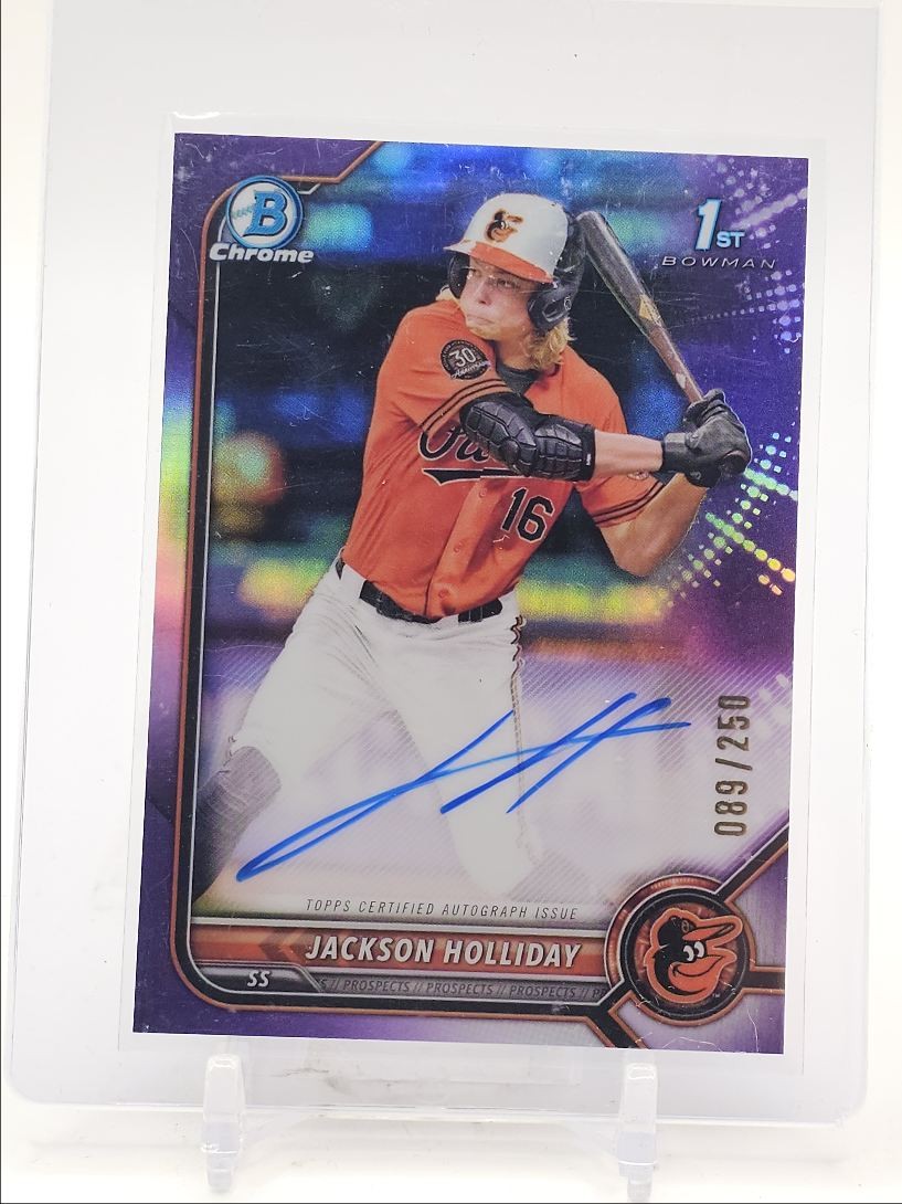JACKSON HOLLIDAY 2022 BOWMAN CHROME DRAFT 1ST PURPLE AUTO /250 Q2754