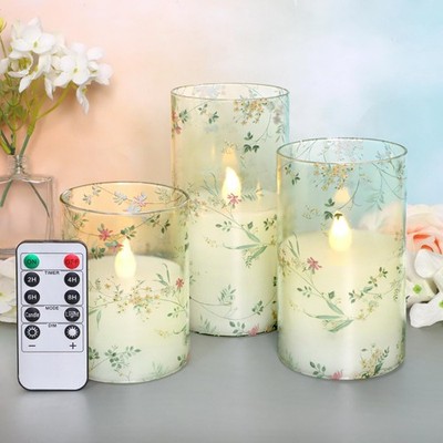 Flameless Candles with Remote Control, Flickering LED Glass Candles, Battery-...