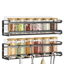 Spice Rack wall mounted 2 Pack, Space-Saving Spice Organizer for Spice Jars a...