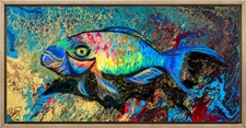 “Radiant Reef Runner – Original 20x12 Colorful Abstract Fish Acrylic Painting”