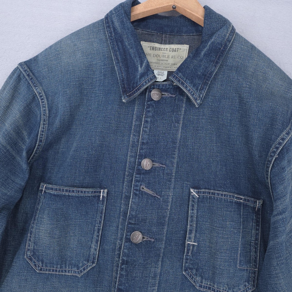 RRL Ralph Lauren Engineer Coat Mens Medium Blue Denim Chore