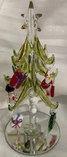 LS ARTS 6” Green Crystal Tree With 12 Glass 1” Ornaments In Original Box