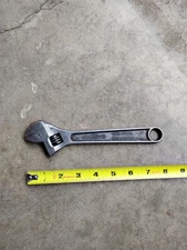 VINTAGE DIAMOND CALK HORSESHOE Co. 8" ADJUSTABLE CRESCENT WRENCH w 9/16" box USA