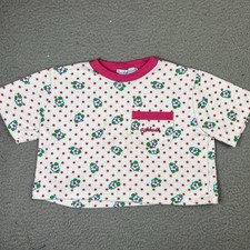Vintage 90s Oshkosh Bgosh Floral Polka Dot Shirt Pink White USA Made Girls 4T
