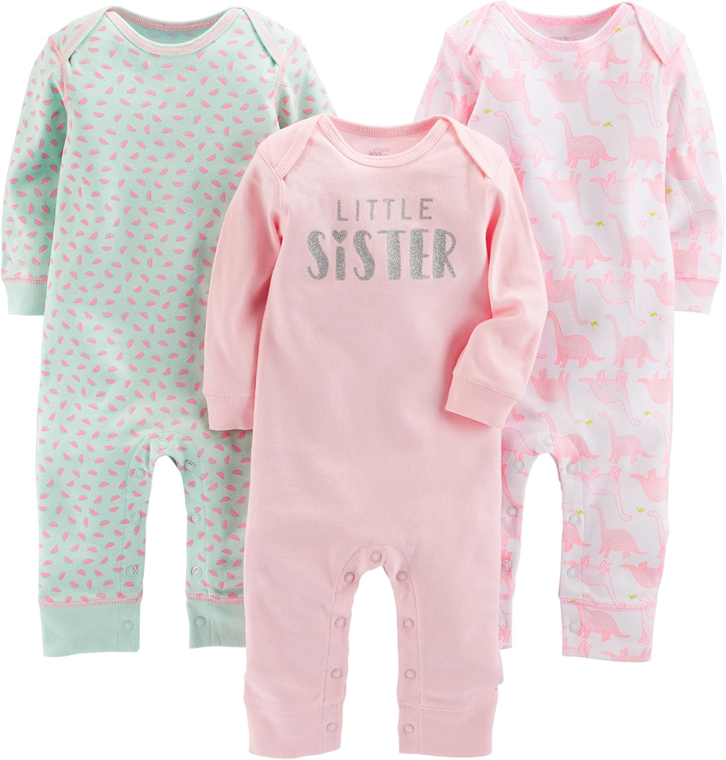 Simple Joys by Carter'S Baby Girls 3-Pack Jumpsuits Rompers (Pack of 3)