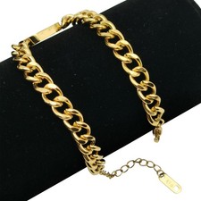 18K Yellow Gold Filled Tarnish-Resist 6.5" 2 inch 7mm Curban Curb Chain Bracelet