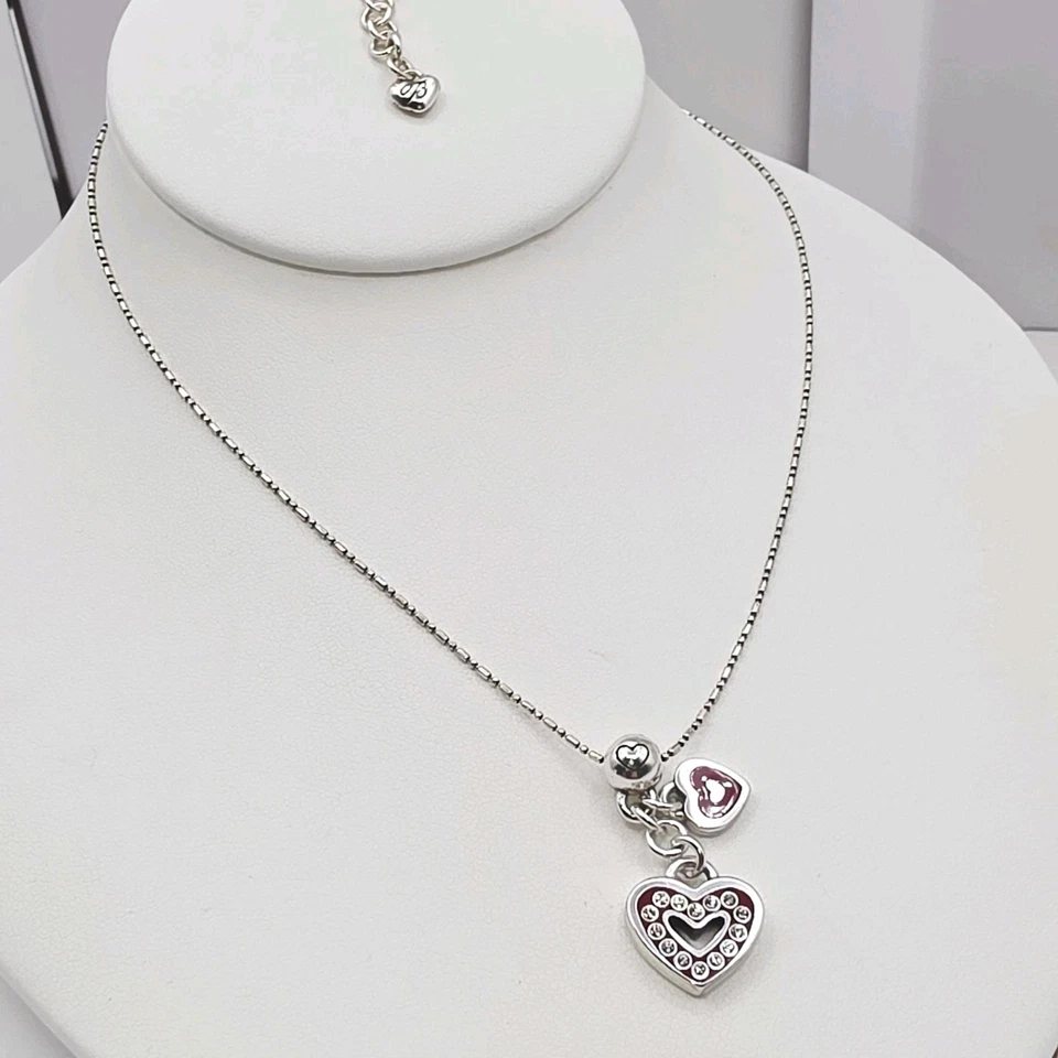 Collar colgante corazón Brighton esmalte rojo y dijes de cristal 18" Foto 2 de 4