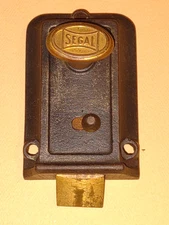 Segal Brass Deadbolt Latch Lock Surface Mounted Turn Knob Vtg Hardware