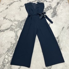 Eliza J Navy Wide Leg Jumpsuit Belted V Neck Cap Sleeve Women’s Size 6