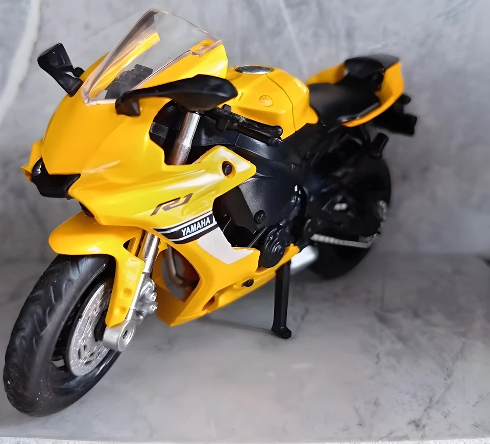 Modelo de motocicleta diecast Yamaha YZF-R1 1:12 - aleación amarilla bicicleta de carreras juguete regalo Foto 4 de 4